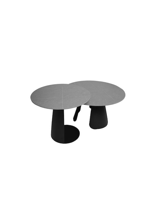 Round Central Coffee Table Gray 2 Pieces W80xL80xH45cm