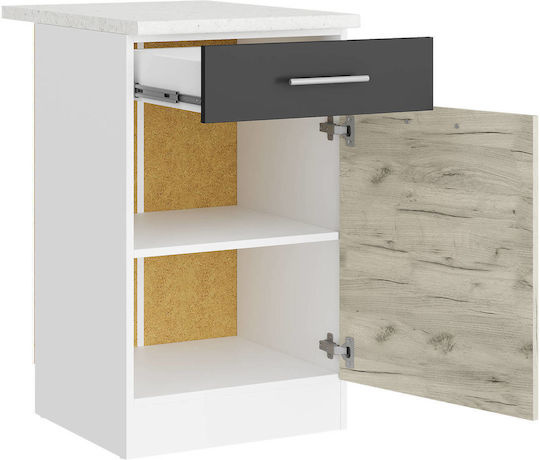 Επιδαπέδιο Ντουλάπι με Πάγκο Εργασίας White, White Craft Oak, Graphite 50x46x85εκ.