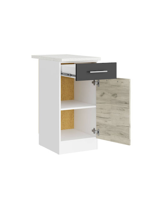 Επιδαπέδιο Ντουλάπι με Πάγκο Εργασίας White, White Craft Oak, Graphite 40x46x85εκ.