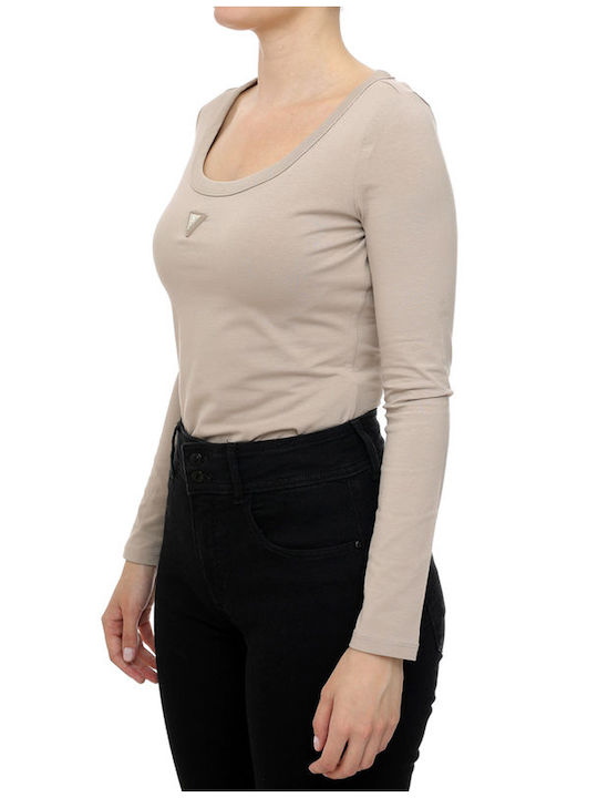 Guess Colette Long Sleeve Bodysuit Women's Bodysuit Beige V4yp07j1314