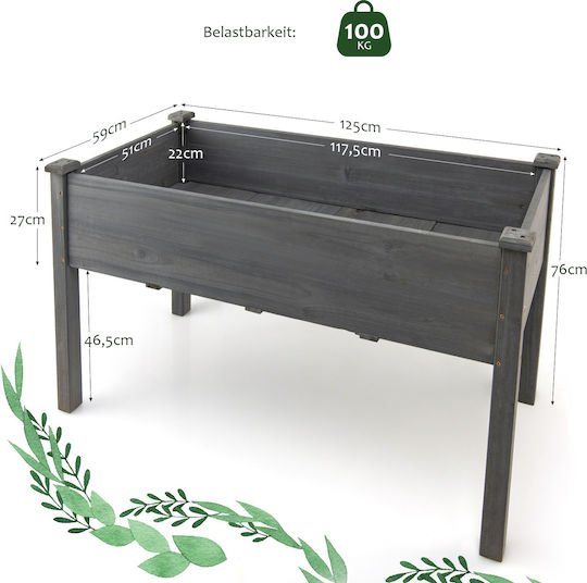 Costway Topf Hölzernes Grey 125x59x76cm.
