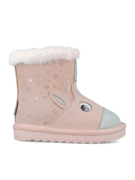 Anatomical Suede Kids Boots with Zipper Pink