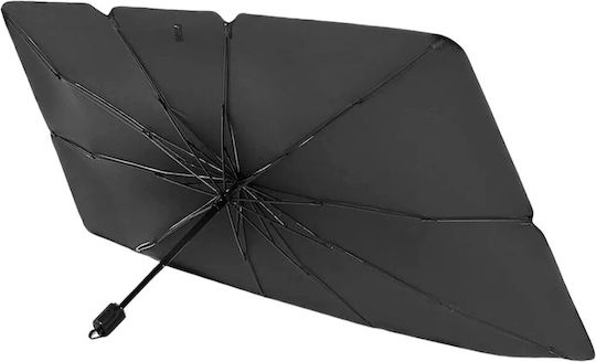 Car Umbrella-type Sunshade Foldable Uv Protection Extended Coverage Size 130x75 Cm Thermal Insulation Black Silver