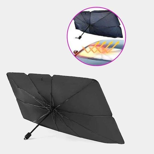 Car Umbrella-type Sunshade Foldable Uv Protection Extended Coverage Size 130x75 Cm Thermal Insulation Black Silver