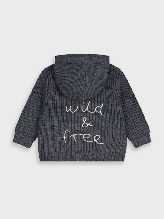 Kids Cardigan Knitted with Hood Gray