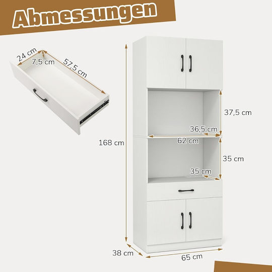 Schrank Wand Weiß 65x38x168cm
