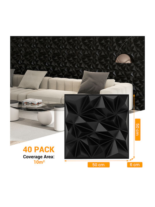3D Wall Panel Made of PVC Black 50x50cm