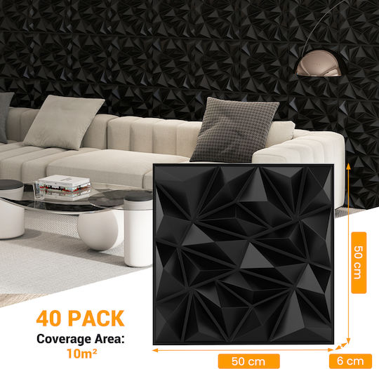 3D Πάνελ Τοίχου από PVC Μαύρο 50x50εκ. 3D Πάνελ Τοίχου από PVC Μαύρο 50x50εκ.