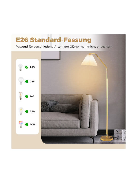 Costway Lampa de podea Î168xL23cm. cu Soclu pentru Bec E27 Auriu