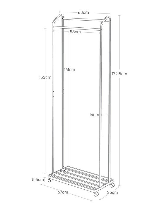 Yamazaki Cuier de podea Albă 67x35x172.5cm