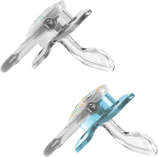 Dr. Brown's Prevent Orthodontic Pacifiers Silicone Transparent-Light Blue for 0-6 months 2pcs