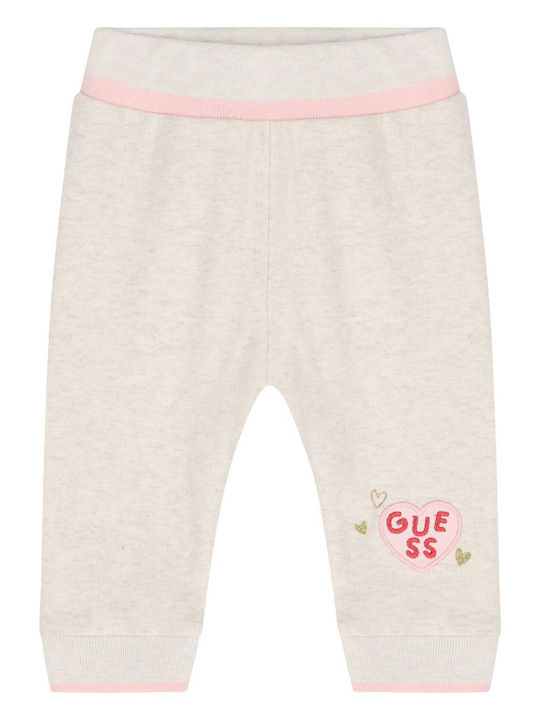 Guess Baby Bodysuit Set Short-Sleeved with Pants Ecru 3pcs
