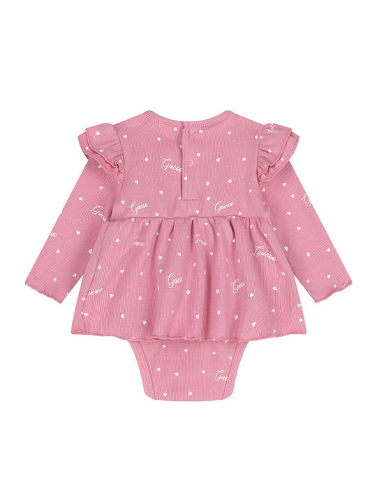 Guess Baby Bodysuit Set Long-Sleeved with Pants Pink 2pcs