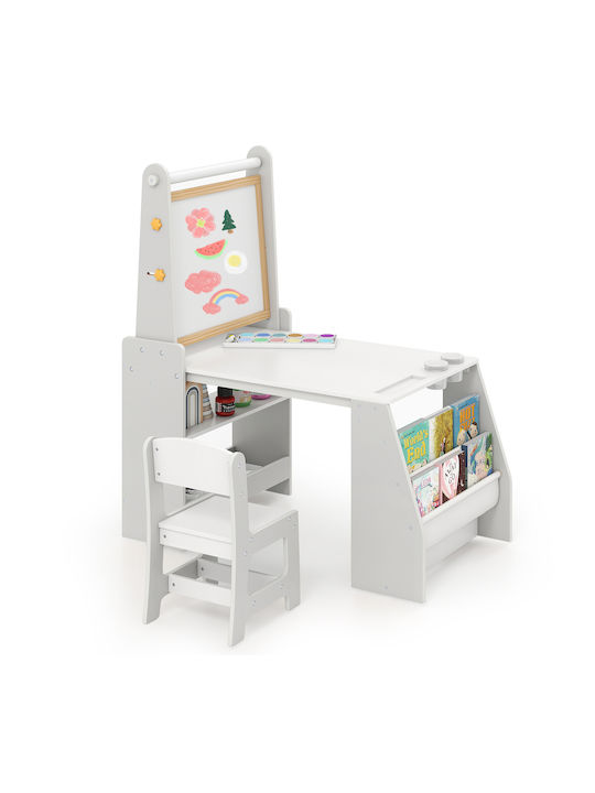 Kids Table and Chairs Set for Painting White Costway