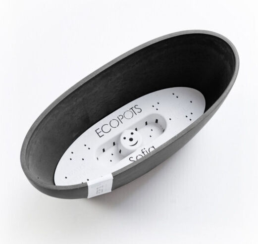 Ecopots Planter Plastic Black 30x30x13.5cm.
