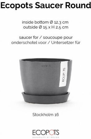 Ecopots Πιάτο Γλάστρας Πλαστικό Γκρι 15x15εκ. 74.019.16G