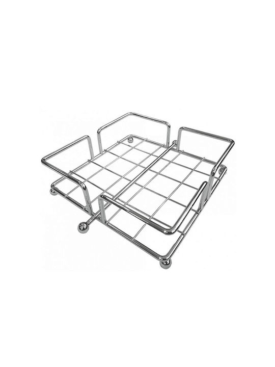 Sidirela Χαρτοπετσετοθήκη Μεταλλική Ασημί 20x20x6.5cm Ε-0853
