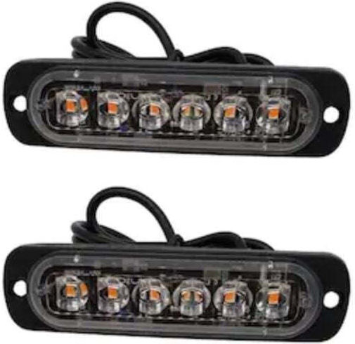 Set 2 Foxmag24 6 Led Strobe Lights Yellow Warning Lights Platform Atv Tractor Jeep Off Road