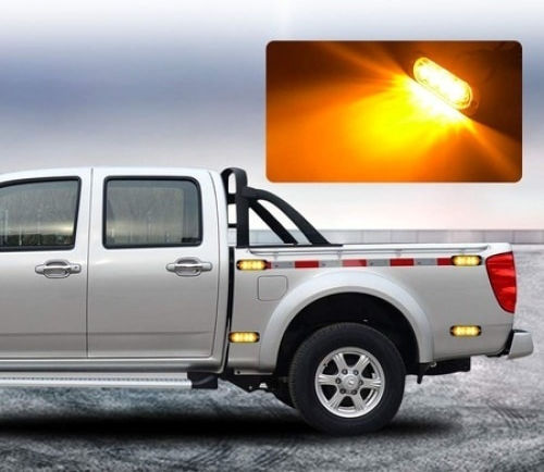 Car Stroboscope 6 Led Yellow Warning Lights Platform Atv Tractor Jeep 12w Power