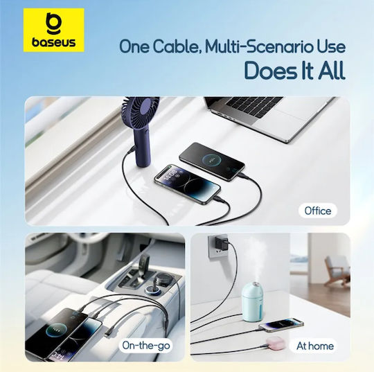 Baseus Fast USB to micro USB / Lightning / Type-C 1.3m 3.5A Cable (P10376303121-00)