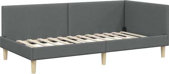 Einzelschlafbett Mit Stoff Dunkelgrau Mit Lattenrost Für Matratze 90x200cm