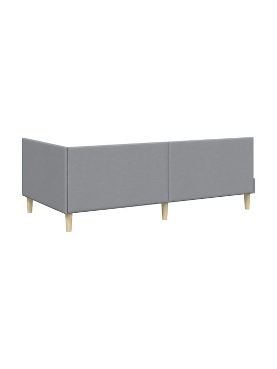 Single Bed Upholstered with Light Grey Fabric with Slats for Mattress 80x200cm