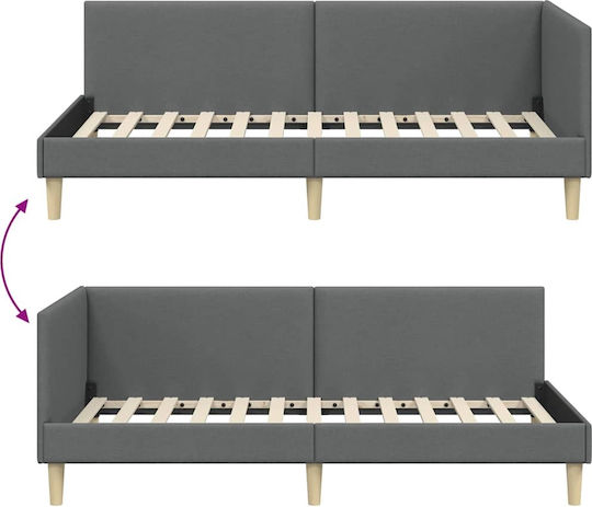 Einzelschlafbett Mit Stoff Dunkelgrau Mit Lattenrost Für Matratze 90x200cm