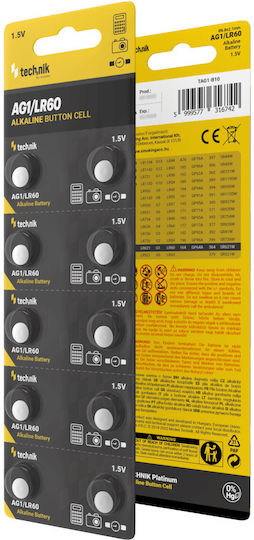 Technik Алкални Батерии За часовници LR60 1.5V 10бр