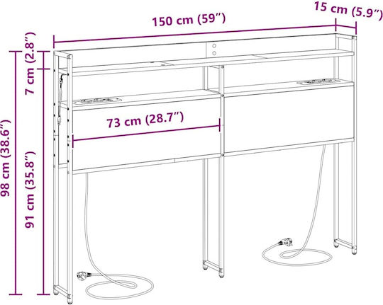vidaXL Tăblie De Pat Din Lemn Maro Stejar 150x98cm