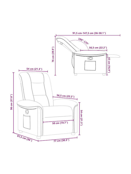 Relaxsessel mit Fußhocker Cream 77x91.5x96cm