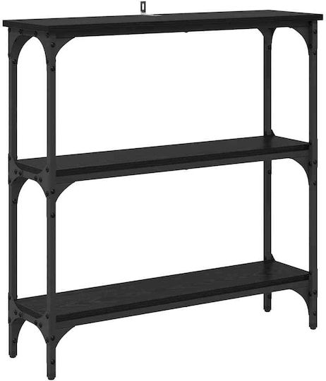 Metal Console Table Black Oak L75xW22.5xH75cm