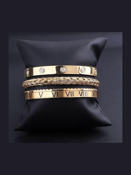 Legend Accessories Σετ Γυναικεία Βραχιόλια Χειροπέδα από Ατσάλι