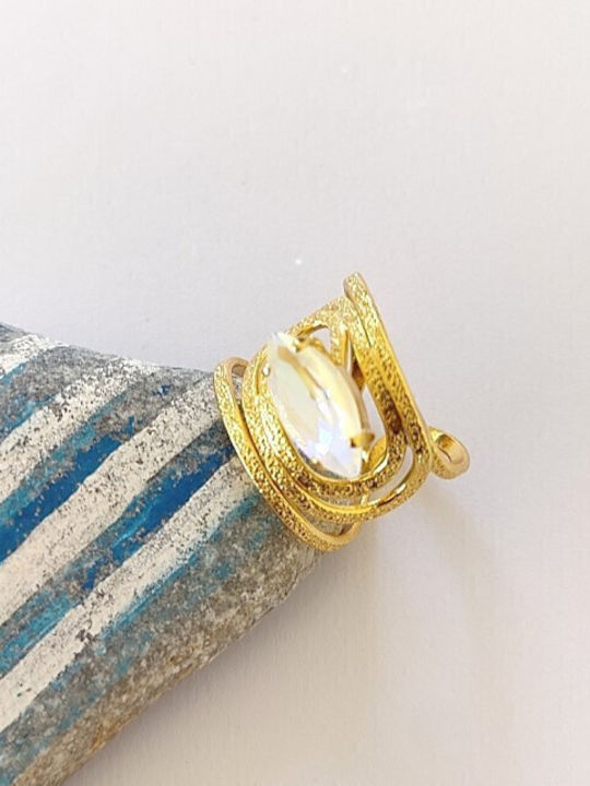 Loua Jewels Γυναικείο Δαχτυλίδι με Πέτρες Επιχρυσωμένο