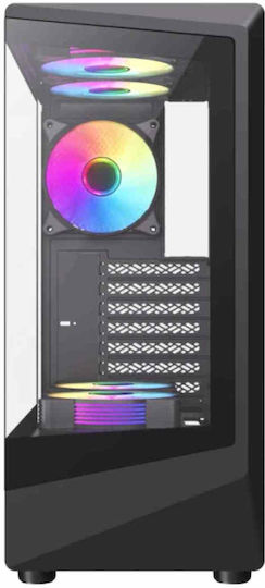 GameMax Vista COC AB Геймърско бюро Midi Tower Компютърна кутия със страничен прозорец и ARGB осветление Черен