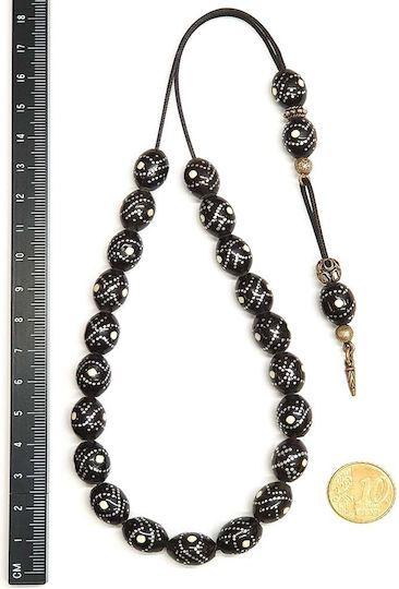 Roloi Komboloi Ebony Worry Beads with 21 Beads Black 34cm