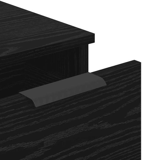 Sideboard Wooden with Drawers Black Oak 60x30x70cm