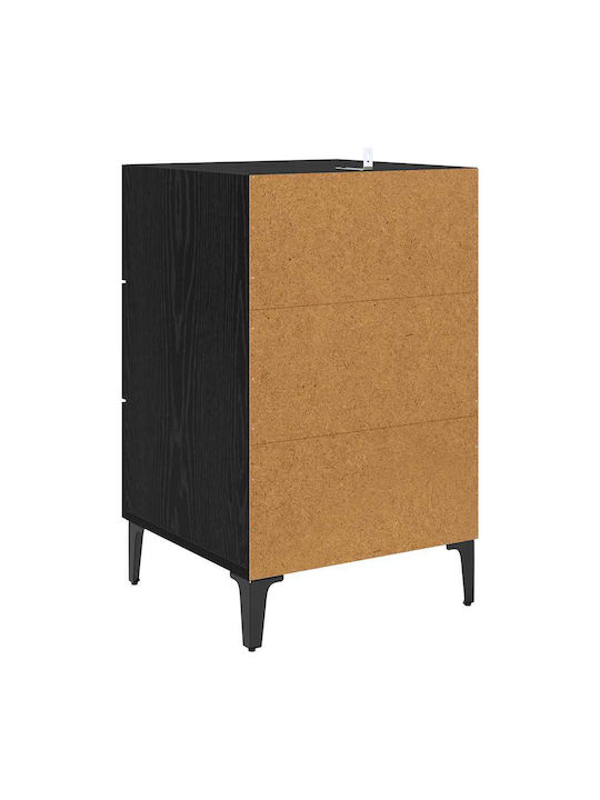 Wooden Bedside Table Black Oak 40x40x66cm