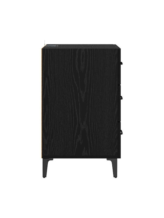 Wooden Bedside Table Black Oak 40x40x66cm