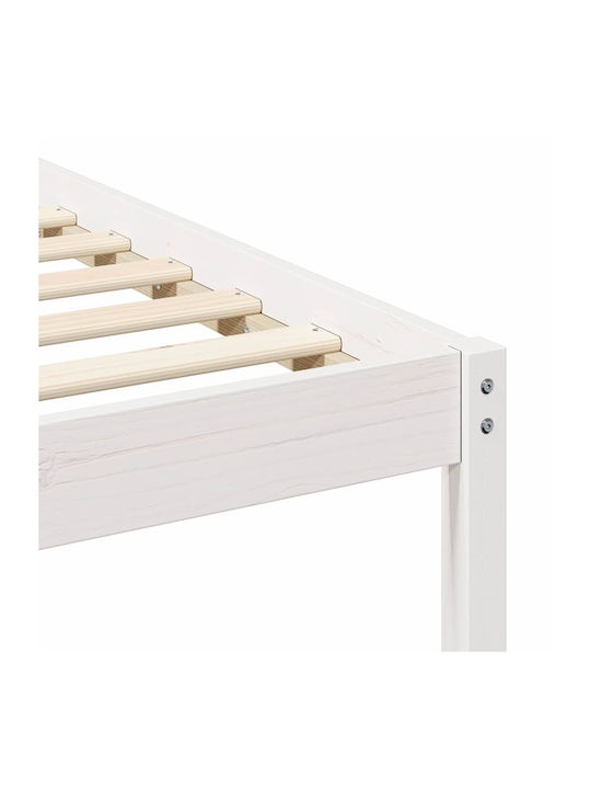 Pat Single Din Lemn Alb Cu Plăci Pentru Saltea 90x190cm