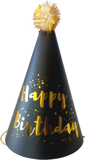 Paper Hats White Black Happy Birthday 17cm