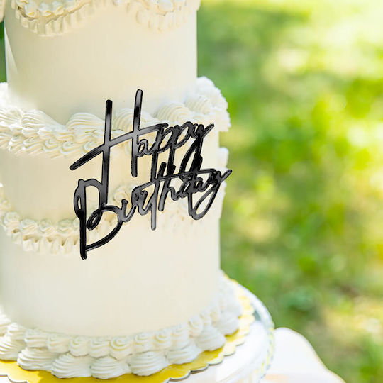 Party Pal Decorative Cake "Happy Birthday" Acrylic Black DIY