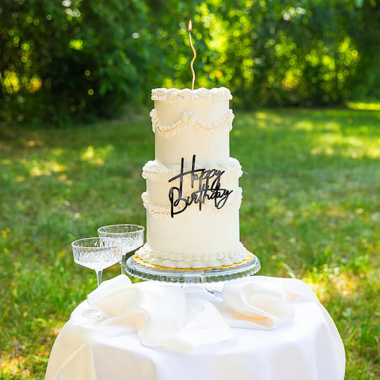 Party Pal Decorative Cake "Happy Birthday" Acrylic Black DIY