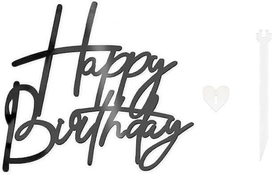 Party Pal Decorative Cake "Happy Birthday" Acrylic Black DIY