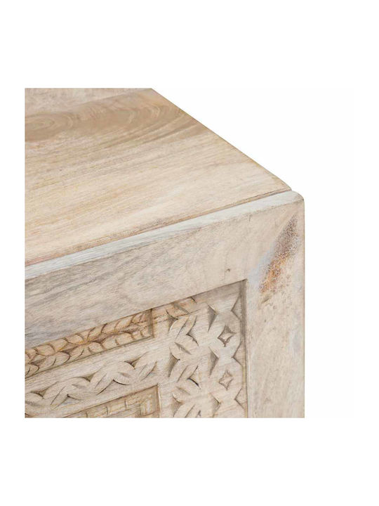 Rectangular Central Coffee Table Made of Solid Wood Beige M100xW54xH40cm