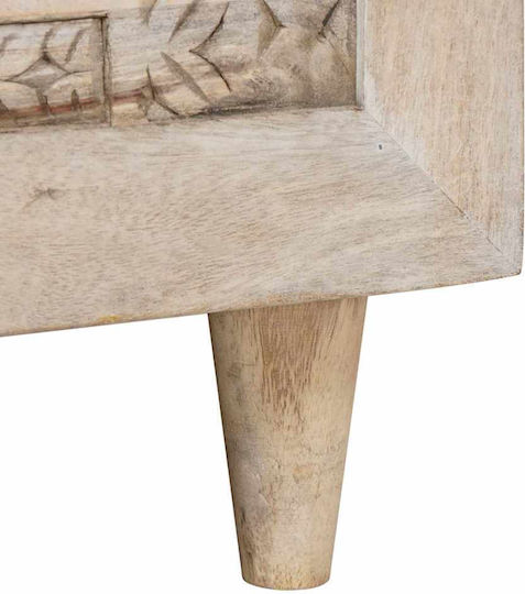 Rectangular Central Coffee Table Made of Solid Wood Beige M100xW54xH40cm