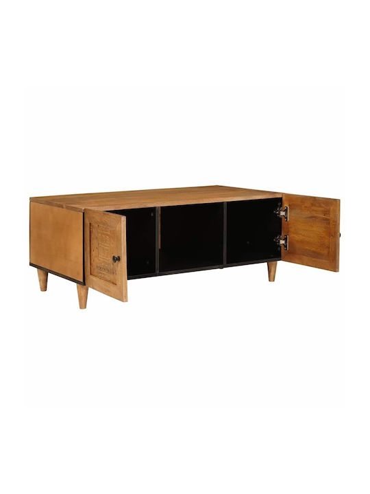 Rectangular Central Coffee Table Made of Solid Wood Light Brown M100xL54xH40cm