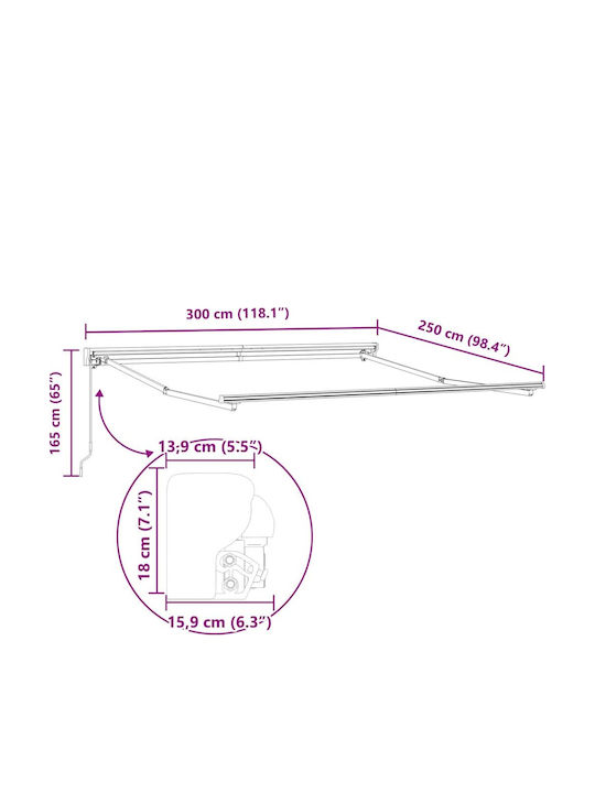 vidaXL Tenda-Rahmen Terrasse 3x2.5m