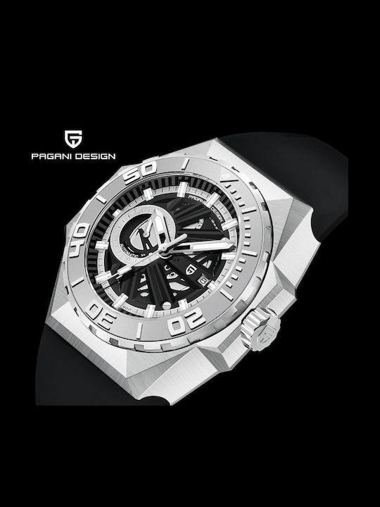 Pagani Design Men's Watch Chronograph Automatic with Black Leather Strap