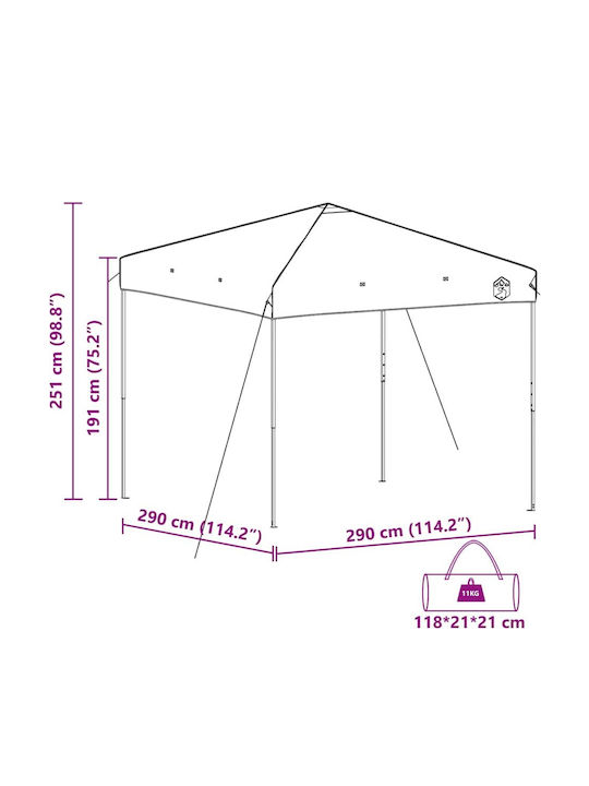 vidaXL Κιόσκι Κήπου Πορτοκαλί 3x3m