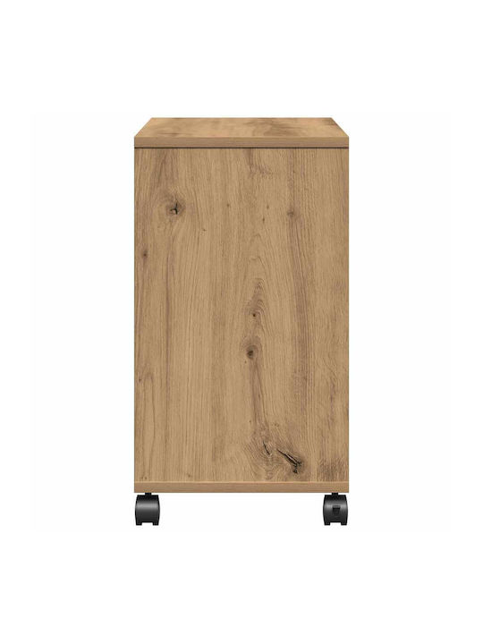 Rectangular Side Table Wooden with Wheels Artisan Oak L50xW30xH55cm.